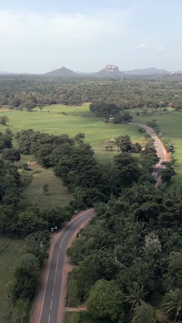 Vertical Aerial View of Rural Hiriwadunna with Sigiriya Sri Lanka