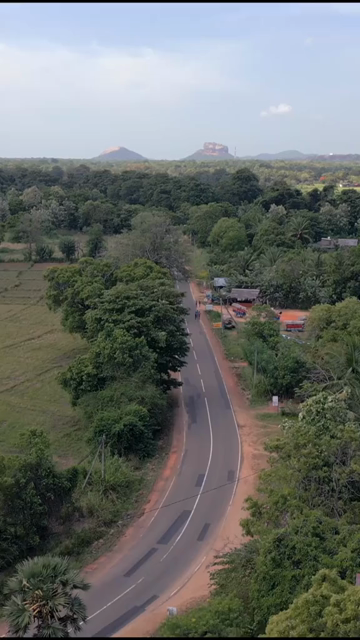 Vertical Aerial View of Rural Hiriwadunna with Sigiriya Sri Lanka