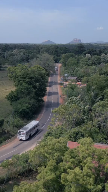 Vertical Aerial View of Rural Hiriwadunna with Sigiriya Sri Lanka