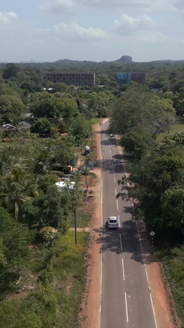 Vertical Aerial View of Rural Hiriwadunna with Sigiriya Sri Lanka