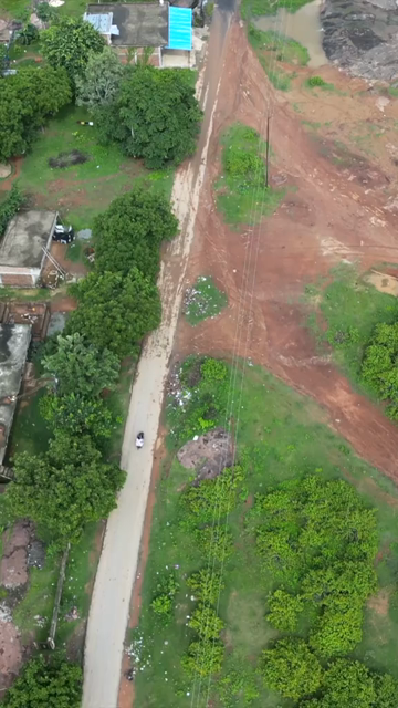 Vertical Aerial View of Rural Landscape and Road in Madhya Pradesh India