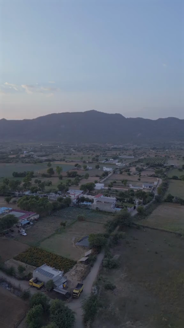 Vertical Aerial View of Rural Pushkar and Aravalli Hills, Rajasthan, India
