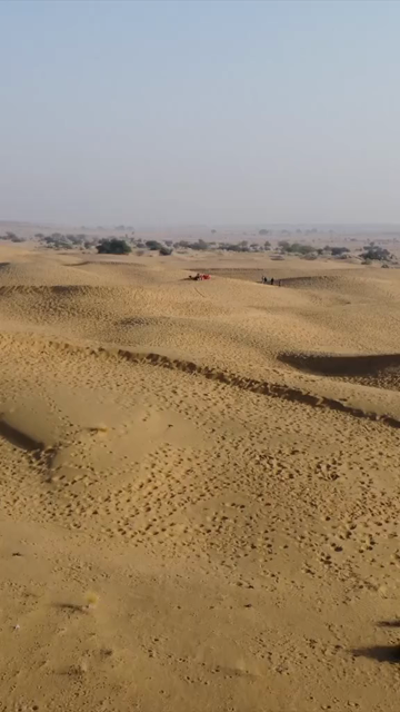 Vertical Aerial View of Sam Sand Dunes and Desert Landscape in Jaisalmer