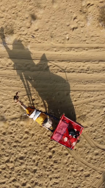 Vertical Aerial View of Sam Sand Dunes and Desert Landscape in Jaisalmer