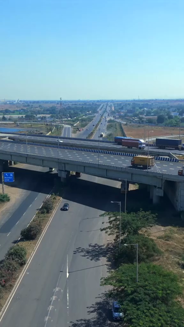 Vertical Aerial View of Samruddhi Mahamarg Expressway Interchange in Maharashtra