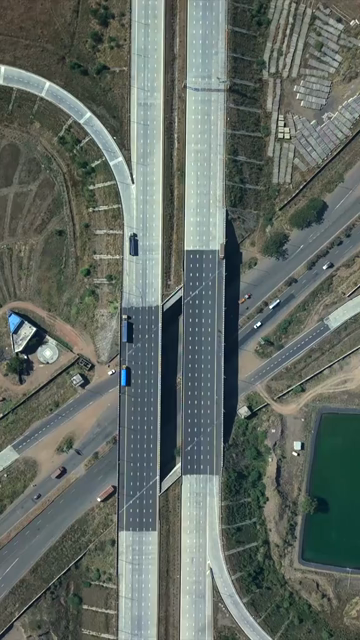 Vertical Aerial View of Samruddhi Mahamarg Expressway Interchange in Maharashtra