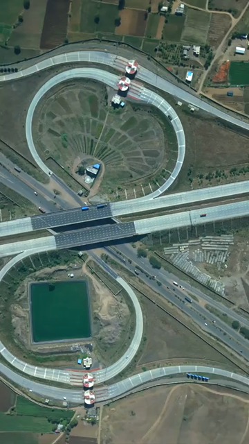 Vertical Aerial View of Samruddhi Mahamarg Expressway Interchange in Maharashtra