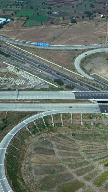 Vertical Aerial View of Samruddhi Mahamarg Expressway Interchange in Maharashtra