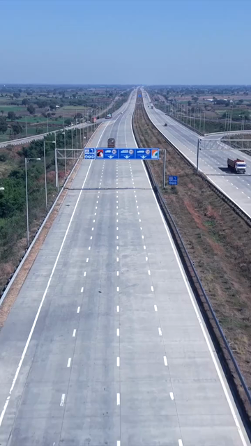 Vertical Aerial View of Samruddhi Mahamarg Expressway Interchange in Maharashtra