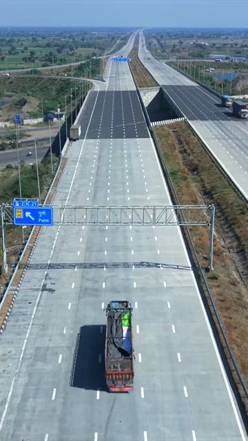 Vertical Aerial View of Samruddhi Mahamarg Expressway Interchange in Maharashtra
