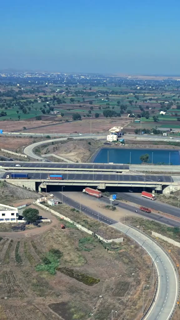 Vertical Aerial View of Samruddhi Mahamarg Expressway Interchange in Maharashtra