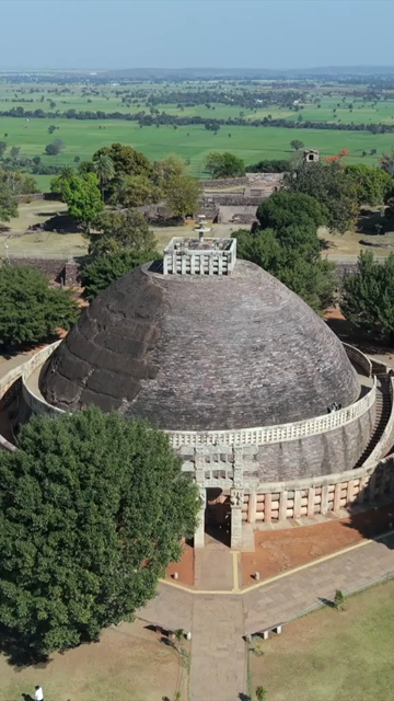 Vertical Aerial View of Sanchi Stupa Madhya Pradesh India