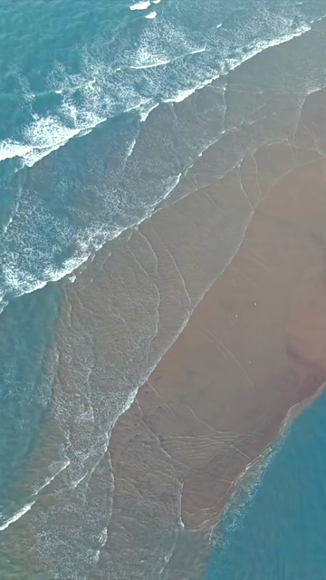 Vertical Aerial View of Sandbar and Coastal Waters at Dhanushkodi Tamil Nadu India