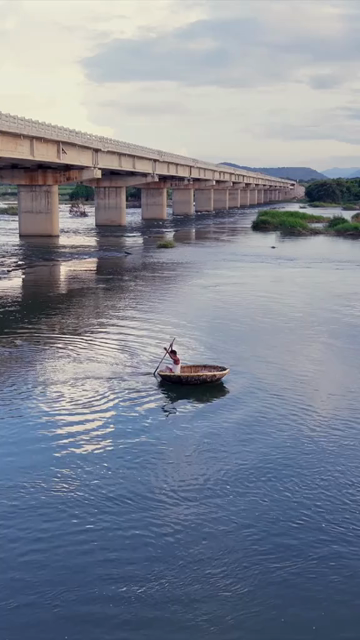 Vertical Aerial View of Sathyagala Kaveri Bridge Across Cauvery River in Tamil Nadu India