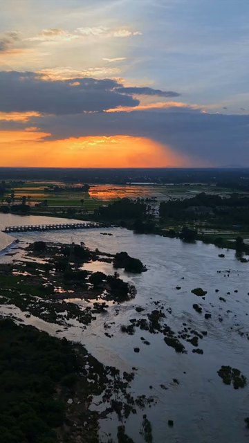 Vertical Aerial View of the Sathyagala Kaveri River in Tamil Nadu India