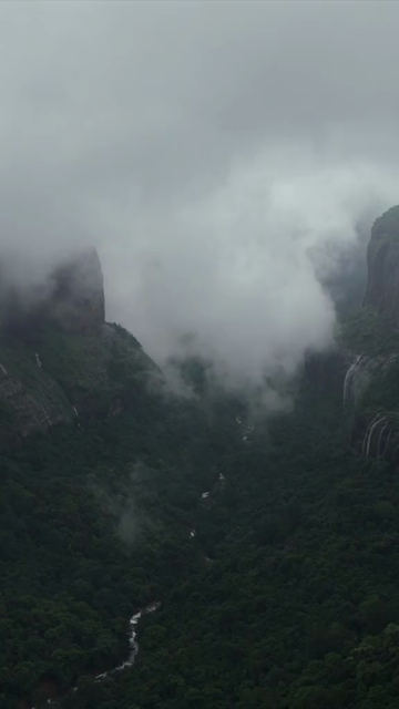 Vertical Aerial View of Savlya Ghat Waterfalls and Sahyadri Mountains Maharashtra India