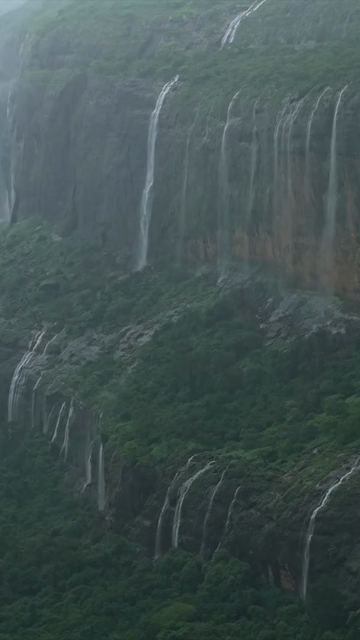 Vertical Aerial View of Savlya Ghat Waterfalls and Sahyadri Mountains Maharashtra India