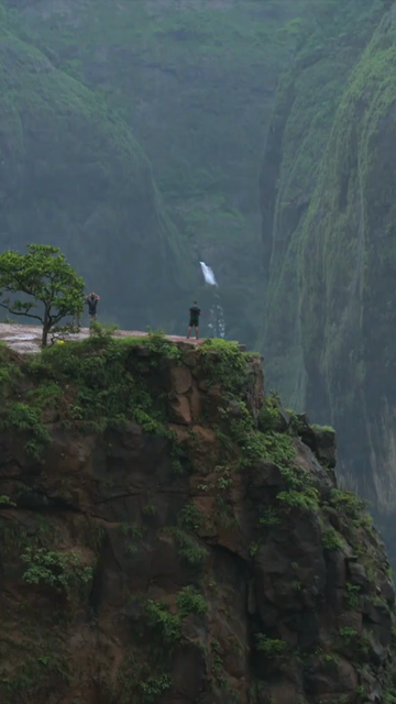 Vertical Aerial View of Savlya Ghat Waterfalls and Sahyadri Mountains Maharashtra India