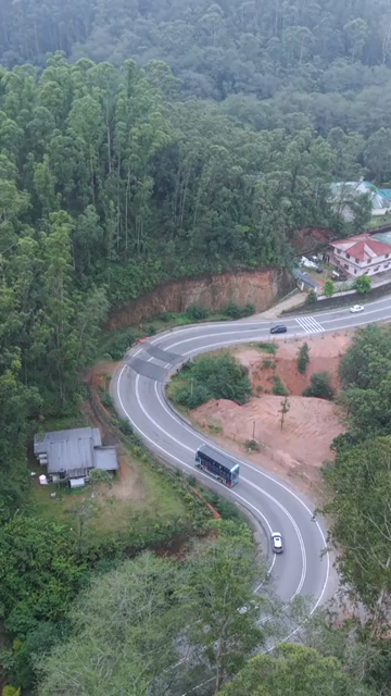 Vertical Aerial View of Scenic Mountain Roads and Tea Plantations in Munnar Kerala India