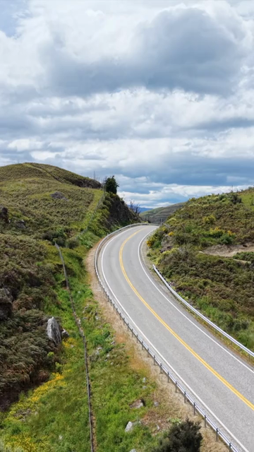 Vertical Aerial View of Scenic Road Near Lake Wanaka in New Zealand