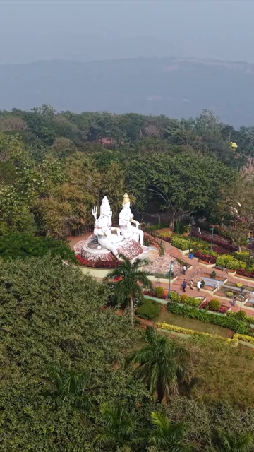 Vertical Aerial View of Shiva Parvati Statue at Kailasagiri, Visakhapatnam