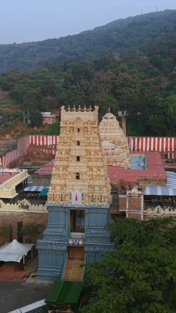 Vertical Aerial View of Simhachalam Temple Visakhapatnam India