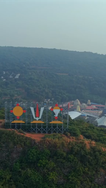 Vertical Aerial View of Simhachalam Temple Visakhapatnam India