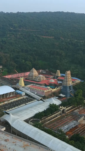 Vertical Aerial View of Simhachalam Temple Visakhapatnam India