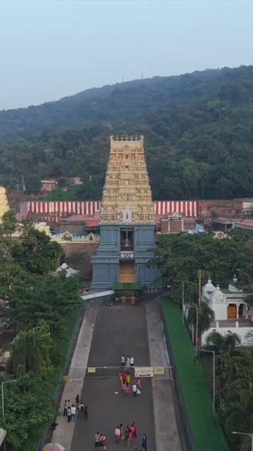 Vertical Aerial View of Simhachalam Temple Visakhapatnam India