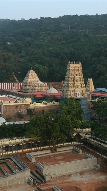 Vertical Aerial View of Simhachalam Temple Visakhapatnam India