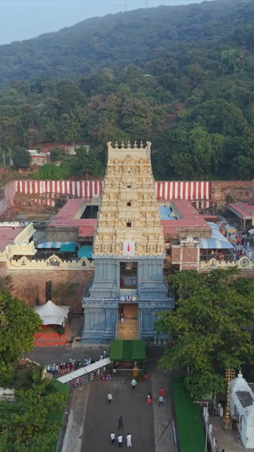 Vertical Aerial View of Simhachalam Temple Visakhapatnam India