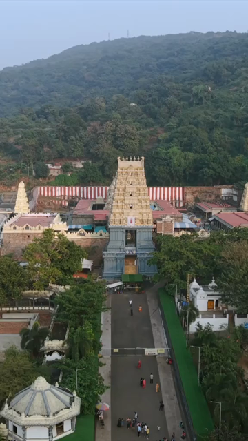 Vertical Aerial View of Simhachalam Temple Visakhapatnam India
