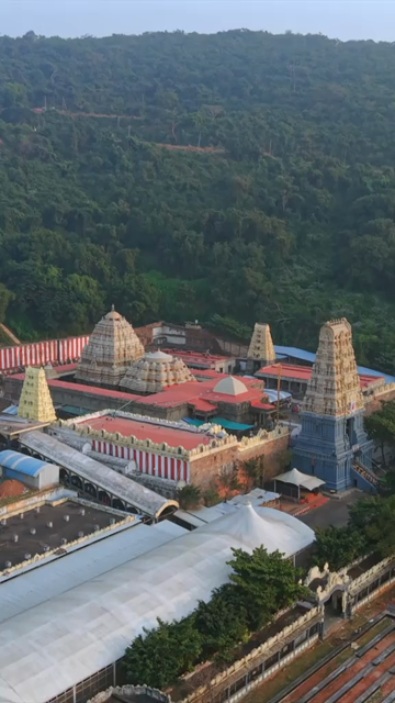 Vertical Aerial View of Simhachalam Temple Visakhapatnam India