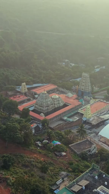 Vertical Aerial View of Simhachalam Temple Visakhapatnam India
