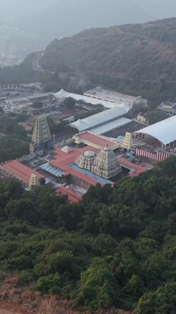 Vertical Aerial View of Simhachalam Temple Visakhapatnam India