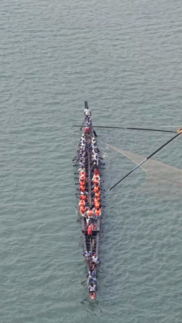 Vertical Aerial View of Snake Boat Race in Kochi Kerala India