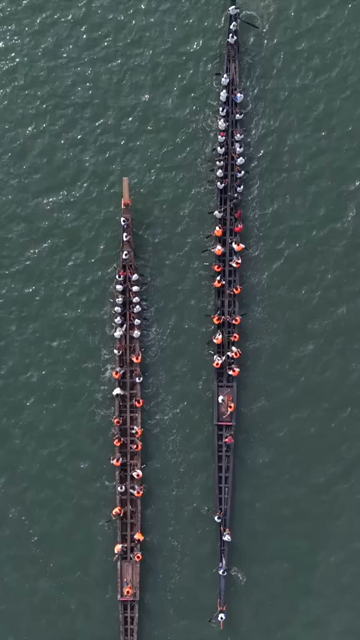 Vertical Aerial View of Snake Boat Race in Kochi Kerala India