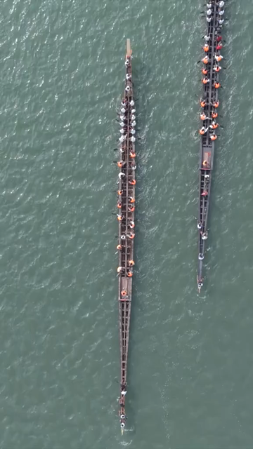 Vertical Aerial View of Snake Boat Race in Kochi Kerala India
