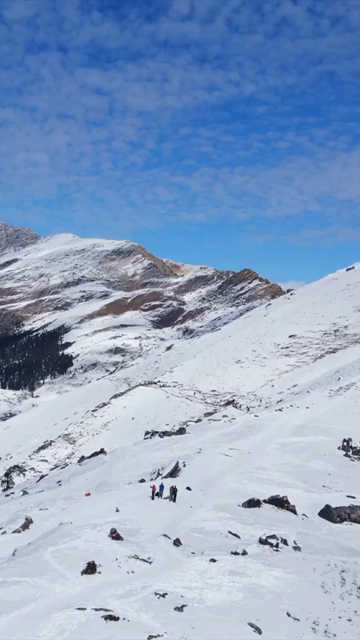 Vertical Aerial View of Snow Covered Brahmatal Trek Uttarakhand India