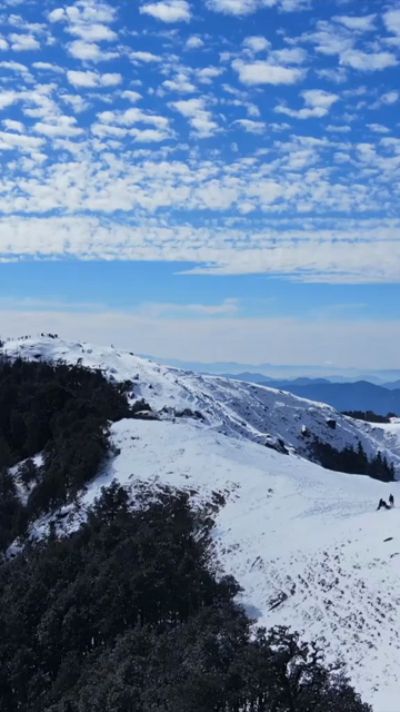 Vertical Aerial View of Snow Covered Brahmatal Trek Uttarakhand India