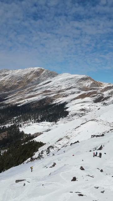 Vertical Aerial View of Snow Covered Brahmatal Trek Uttarakhand India
