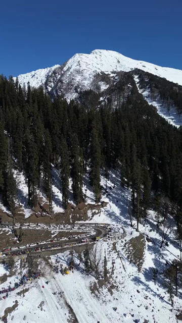 Vertical Aerial View of Snow Covered Solang Valley Near Manali, India