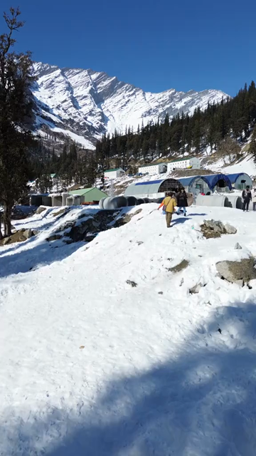 Vertical Aerial View of Snow Covered Solang Valley Near Manali, India