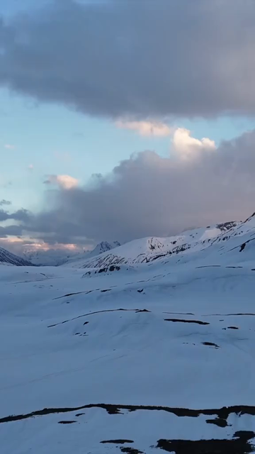Vertical Aerial View of Snow-Covered Himalayan Mountains at Sunset, Ladakh