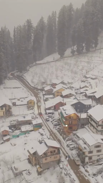 Vertical Aerial View of Snow Covered Village in Manali Himachal Pradesh India