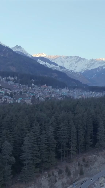 Vertical Aerial View of Snow Covered Village in Manali Himachal Pradesh India