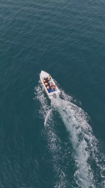 Vertical Aerial View of Speedboat at Vizag Beach India
