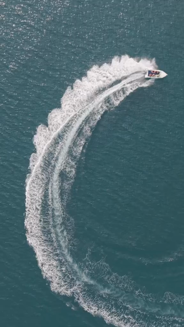 Vertical Aerial View of Speedboat at Vizag Beach India