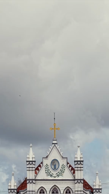 Vertical Aerial View of St. Mary’s Forane Church and Kerala Backwaters Pulinkunnu India