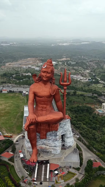 Vertical Aerial Drone View of Statue of Belief Nathdwara Rajasthan